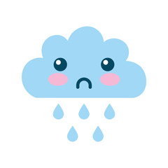 Beautiful fantasy cloud with rain drops kawaii character vector illustration design