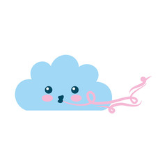 Beautiful fantasy cloud with wind kawaii character vector illustration design