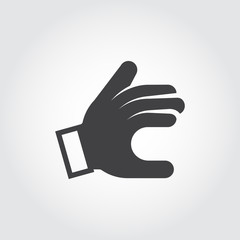 Sign language hand icon. Showing symbol. Black pictogram in flat style. Vector illustration for your different projects
