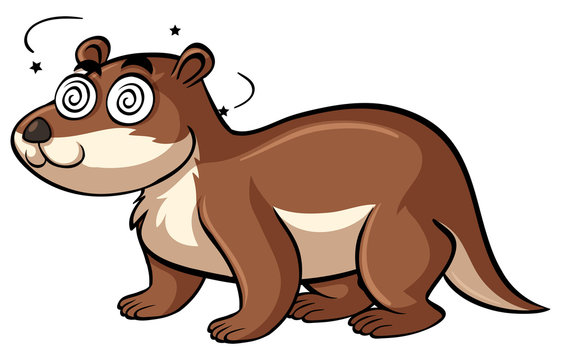 Beaver with dizzy face