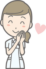 Illustration that a nurse wearing a white suit represents a favor