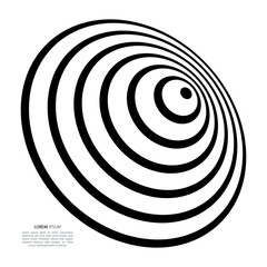 Whirlpool, black hole, radial lines with rotating distortion. Abstract spiral, vortex shape, element