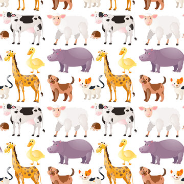 Seamless background with cute animals