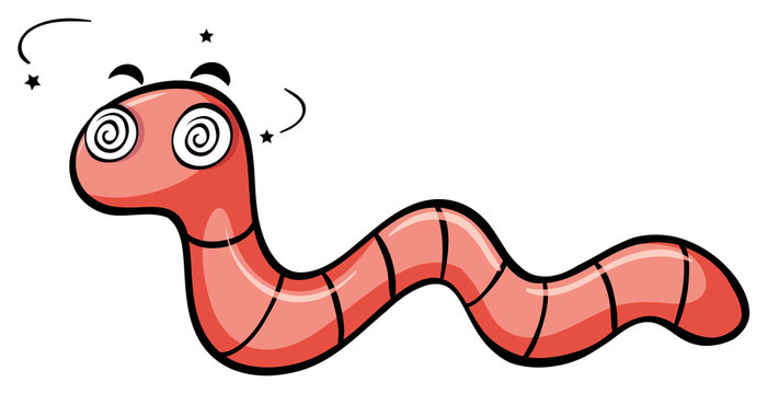 Earthworm with dizzy face