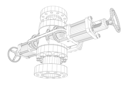 Blowout preventer. Wire frame style