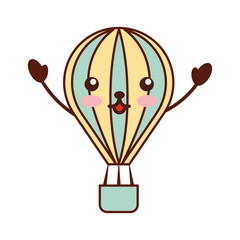 balloon air hot kawaii character vector illustration design