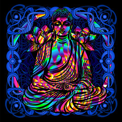 Buddha is a psychedelic painting