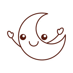 cute moon kawaii character vector illustration design