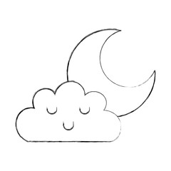Beautiful fantasy cloud with moon kawaii character vector illustration design
