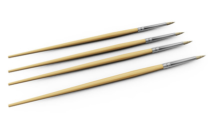 painting brush on isolated white background 3d render