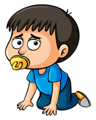 Boy toddler sucking pacifier
