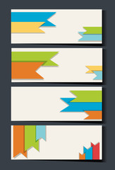 Businesscard template with colorful ribbons in background
