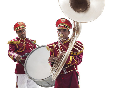 Portrait of bandwalas with instruments