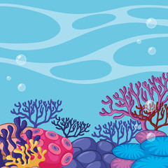 Naklejka na ściany i meble Scene with colorful reef underwater