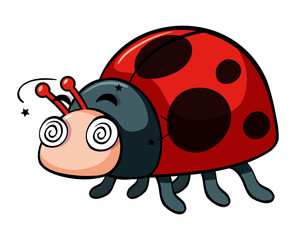 Obraz na płótnie Canvas Ladybug with dizzy face