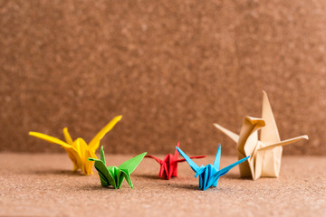 Japanese Origami on Wood Background. Shallow depth of field