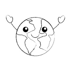 world planet eartkawaii character vector illustration design