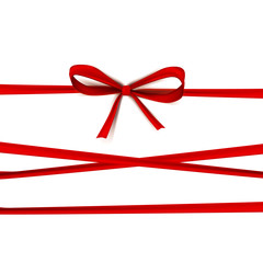 luxury thin gift bow with three red knot for gift
