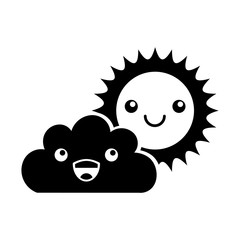 Beautiful fantasy cloud with sun kawaii character vector illustration design