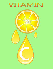 vitamin C, lemon. vector illustration, hand draw