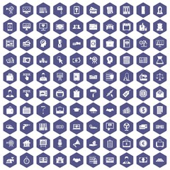 Fototapeta na wymiar 100 lending icons hexagon purple