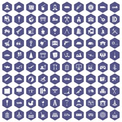 Fototapeta na wymiar 100 lorry icons hexagon purple