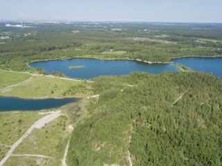Sauriesi lake Aerial drone top view  latvia