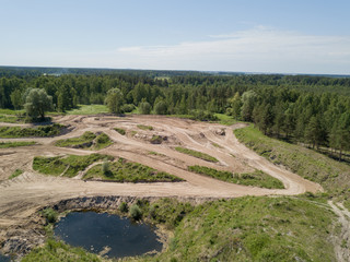 Fototapeta na wymiar Sauriesi lake Aerial drone top view latvia
