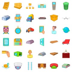 Delivery icons set, cartoon style