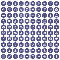 Fototapeta na wymiar 100 map icons hexagon purple