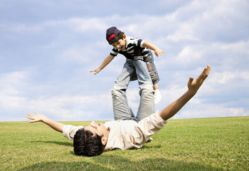 Father playing with his son 