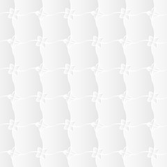 Neutral white texture. Stylized floral trellis background with 3d carving effect. Vector seamless repeating pattern.