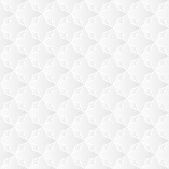 Neutral white texture. Abstract geometric background with 3d effect. Vector seamless repeating pattern.