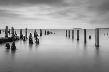 Wall murals Black and white Pilmore Groynes in B&W 31-07-2017