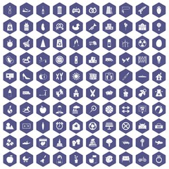100 maternity leave icons hexagon purple