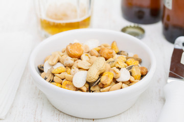 salted nuts and seeds on white dish