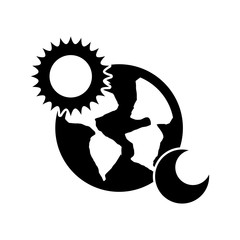 world planet earth with sun and moon vector illustration design