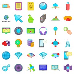 Web business icons set, cartoon style