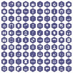 Fototapeta na wymiar 100 microphone icons hexagon purple