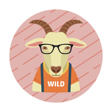 Hipster Goat With Glasses