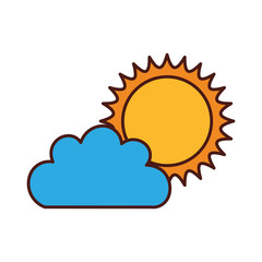 Beautiful fantasy cloud with sun vector illustration design