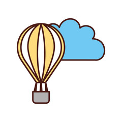 Beautiful fantasy cloud with balloon air hot vector illustration design