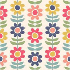 Seamless vector pattern with scandinavian flowers. © Julia