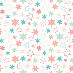 Fototapeta na wymiar Cute seamless vector pattern with stars. Great for baby announcement, Mother's Day, baby shower, wedding, scrapbook, gift wrapping paper, textiles.