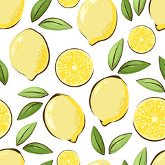 Sappige citroenen. Naadloze vector patroon.