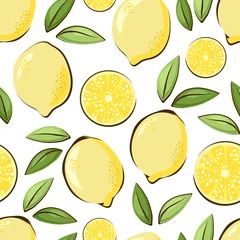 Wall murals Lemons Juicy lemons. Seamless vector pattern.