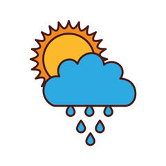 Beautiful fantasy cloud with sun and rain drops vector illustration design