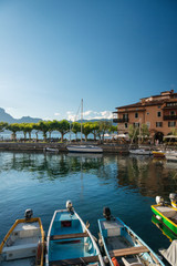 Fototapeta na wymiar Small harbor of Torri del Benaco, Lake Garda