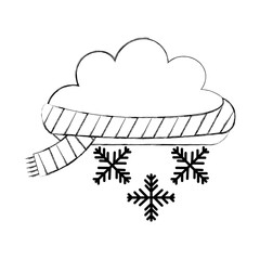 Beautiful fantasy cloud with snowflakes vector illustration design