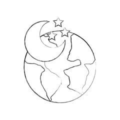 world planet earth with moon vector illustration design